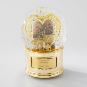 Engraved 50th Anniversary Musical Snow Globe, Personalized Snow Globe, Christmas Decor, Anniversary Gifts, Wedding Anniversary