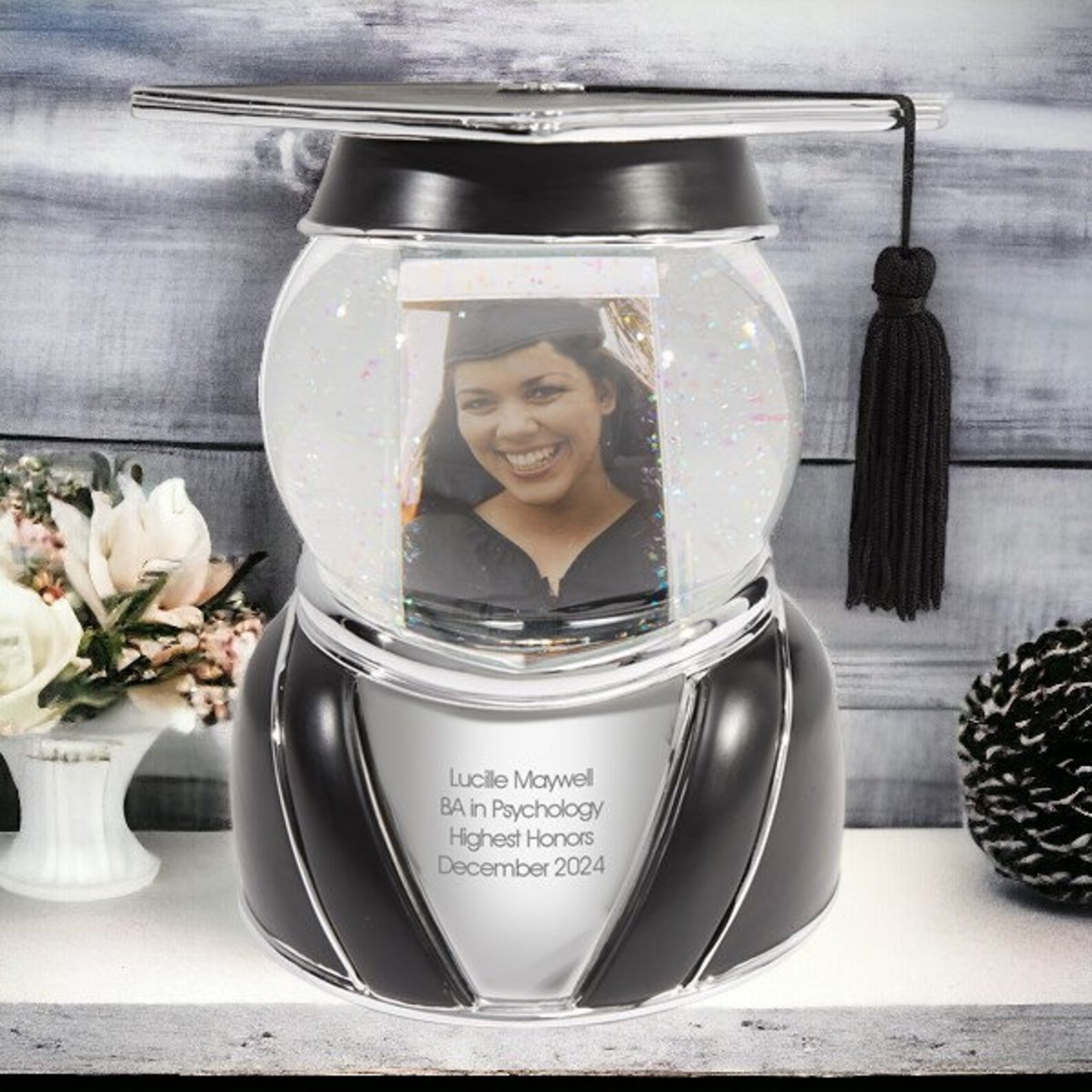 Personalized Graduation Snow Globe - Custom Grad Photo Keepsake - Class ...