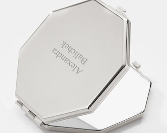 Engraved Octagon Compact Mirror, Birthday Gift, Gifts for Her, Mother's Day Gift, Bridesmaid Gifts, Makeup Mirror