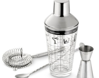 Engraved Favorite Cocktail Shaker Set, Personalized Cocktail Mixing Gift Set, Beginner Bartender Kit, Housewarming Gifts