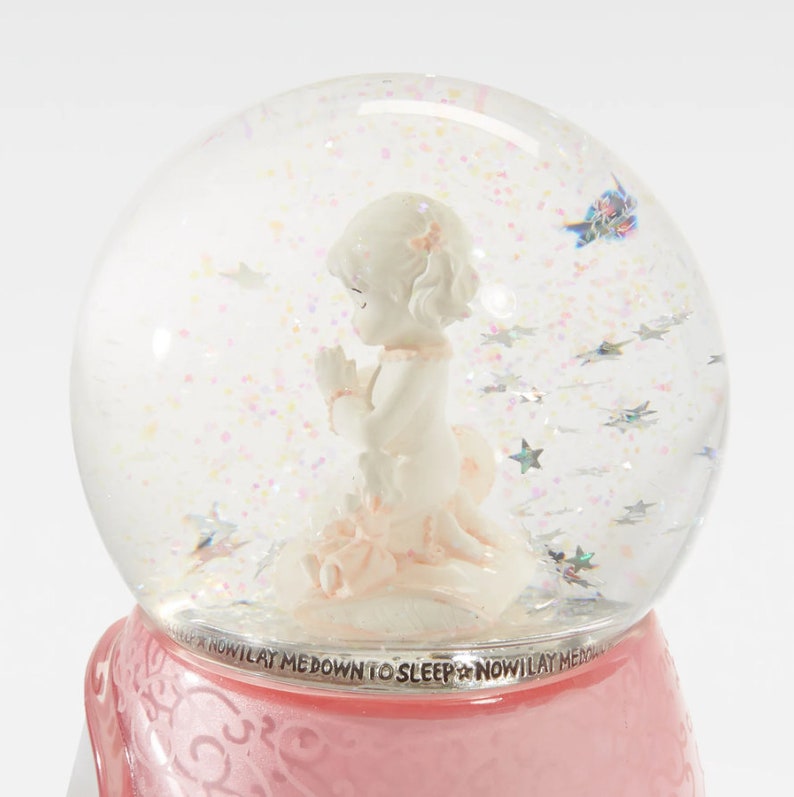 Engraved Baptism Praying Girl Snow Globe, Personalized Snow Globe