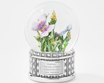 Engraved Jeweled Butterfly Snow Globe, Personalized Snow Globe, Nursery Decor, Gifts for Her, Mom Gifts, Christmas Gift