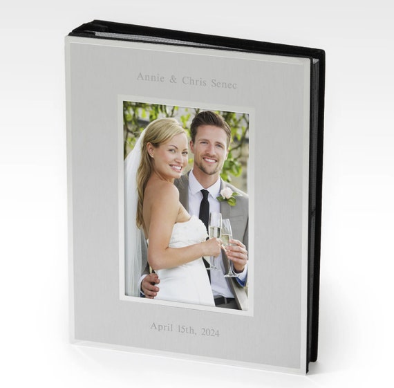 Personalized Wedding Romance Silver Photo Album with Frame