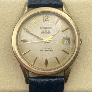 Vintage 1960s Benrus Automatic 25 Jewel Movement FE236 10K Gold Filled ...