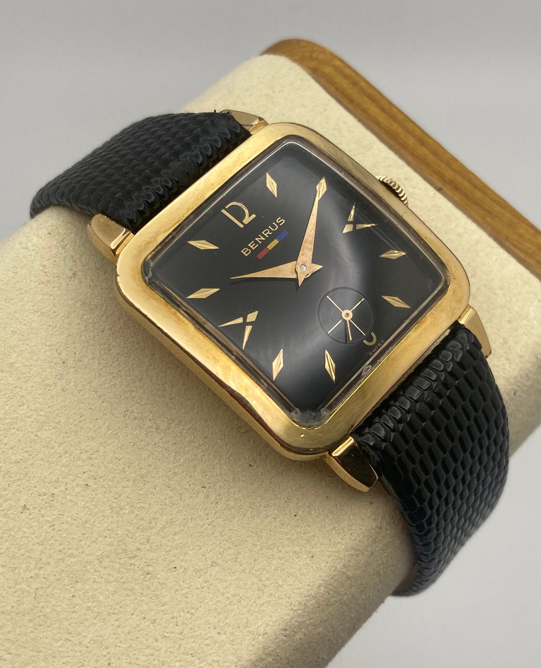 Vintage 1960's Benrus Manual Wind Fancy Square Dress Watch 20