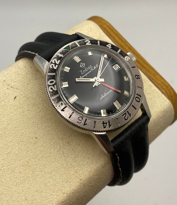 Vintage 1960’s Zodiac Aerospace GMT Automatic Watch with Hack