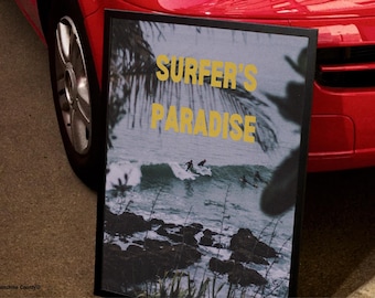 Vintage Surf Poster: Retro Surfer Art Print, Coastal Dorm Decor