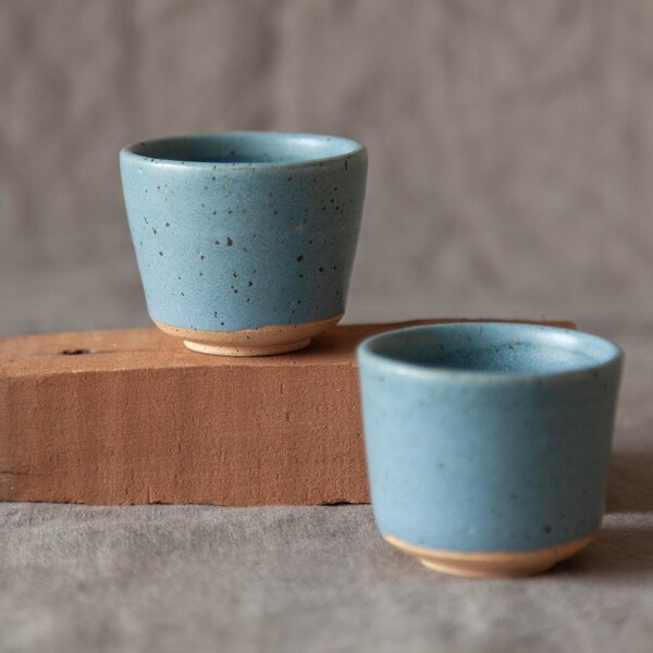 Set of 2 Hand-Thrown Espresso or Sake Cups - Robins-Egg Blue