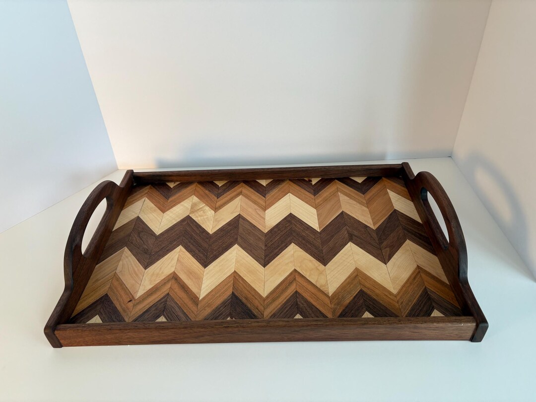 Walnut Tray Handcrafted Wooden Serving Tray: Walnut, Maple & Cherry With Matching ...
