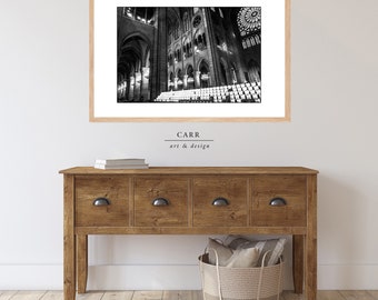 Notre Dame Cathedral Print: Black and White Paris Architecture