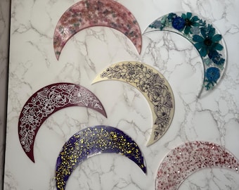 Resin Floral Moon: Bookish Decor, Bookstagram Prop