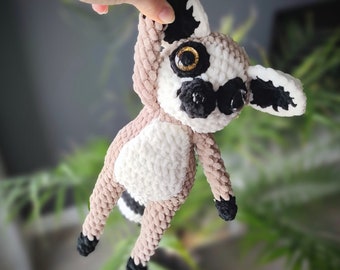 Handmade Crochet PDF Pattern: Cute Lemur Toy for Amigurumi Lovers! Fun Plush Animal Souvenir and Gift Idea.