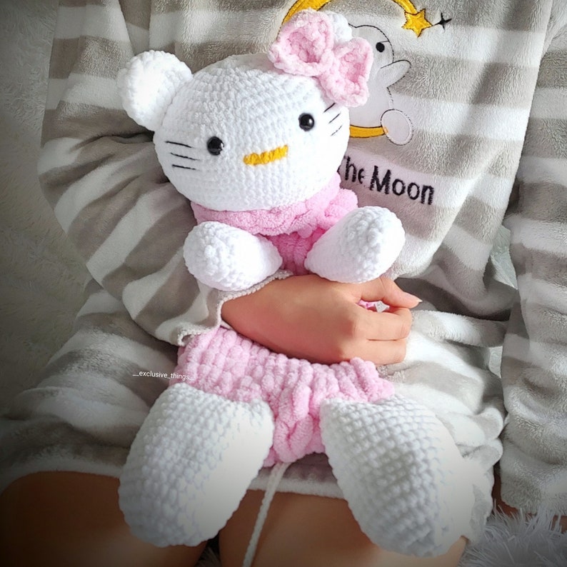 Crochet Hello Kitty Pajamas Holder Pattern Fun DIY Amigurumi with VIDEO Tutorials image 4