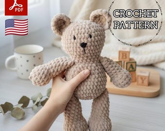 Häkelanleitung für einen Teddybären (Amigurumi-Anleitung, PDF) – DIY-Kuscheltier für Babys
