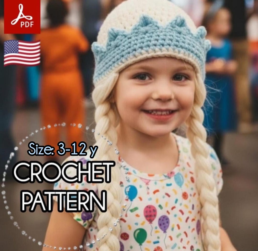 Princess Crown Beanie Crochet Pattern With Braids, Baby and