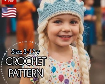 Princess Crown Beanie Crochet Pattern With Braids, Baby and