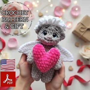 Patrón de Cupido Amigurumi, Peluche de San Valentín (PDF), Tutorial de Ángel