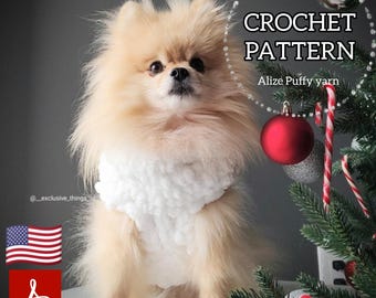Alize Puffy Dog Sweater Pattern - No Needles Finger Knitting Pet Clothes PDF