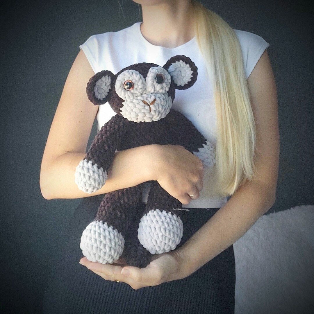 Handmade Crochet Monkey Toy in Orange Hoodie