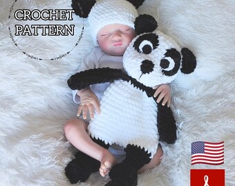 Panda Crochet Pattern, Amigurumi Panda & Baby Hat Set PDF, Newborn Photo Prop, Stuffed Animal DIY, English.