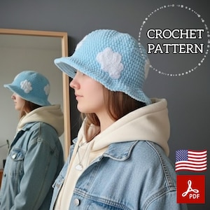 Cloud Bucket Hat Crochet Pattern, Plush Sky Accessory PDF, Beginner Friendly Y2K Digital Download