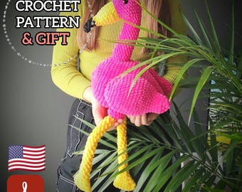 Buy 1 Get 1 Free - Large Flamingo Crochet Pattern - Jumbo Amigurumi
