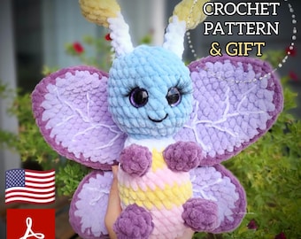 Häkelanleitung für einen Schmetterling (Amigurumi-Plüschtier, PDF-Tutorial) – Stofftier aus dickem Samt