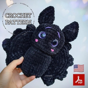 Halloween Bat Crochet Pattern with Video Tutorial - Amigurumi Plushie
