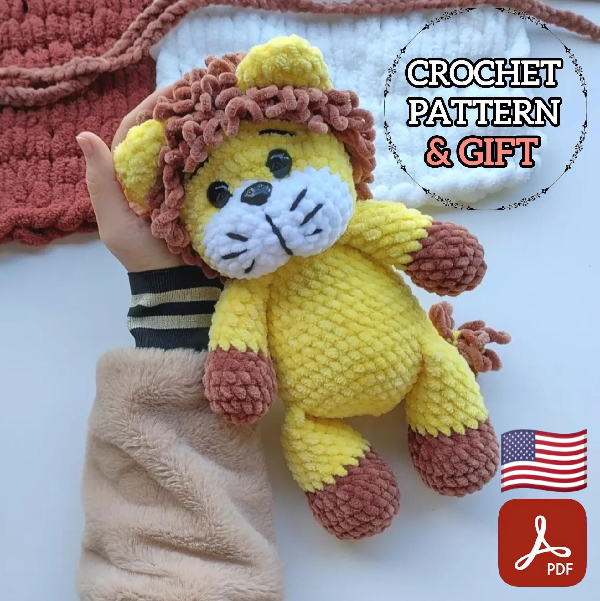 Lion Crochet Pattern + FREE GIFT, Amigurumi Toy PDF, Plush Animal Digital Download, English Pattern, Buy 1 Get 1.