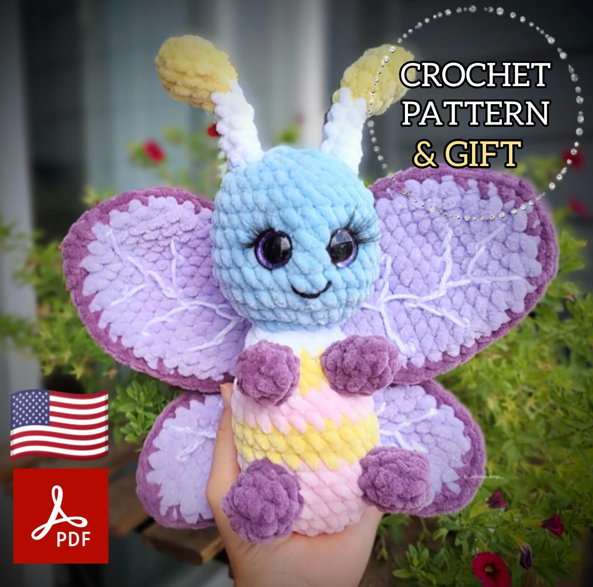 Buy 1 Get 1 Free - Cute Butterfly Crochet Pattern - Colorful Plushie.