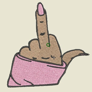 Girly middle finger embroidery design