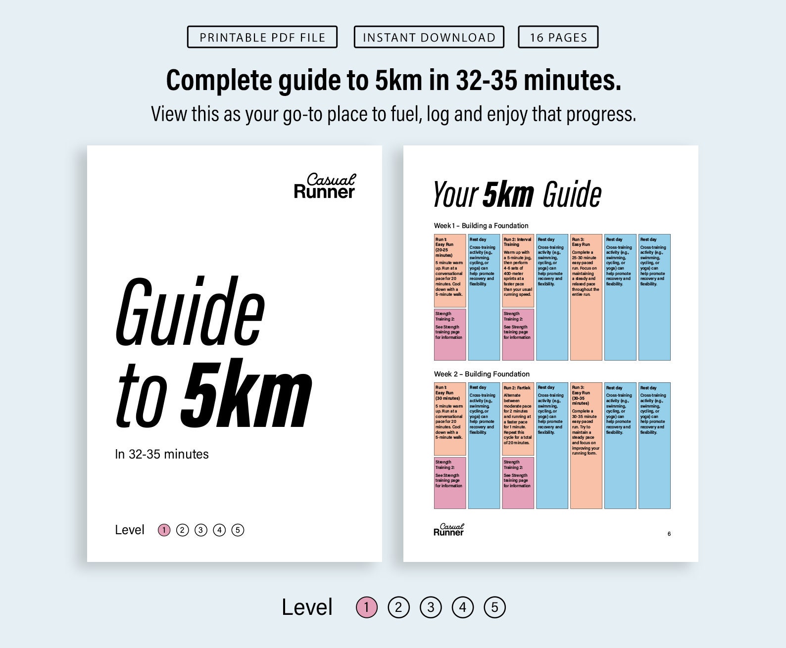 Complete Guide to 5km, Level 1, Running Journal, Cardio Log, Strength
