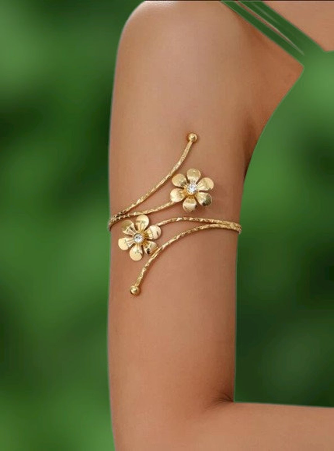 Flower Arm Cuff Minimalist Arm Cuffgold Arm Bandupper Arm Etsy