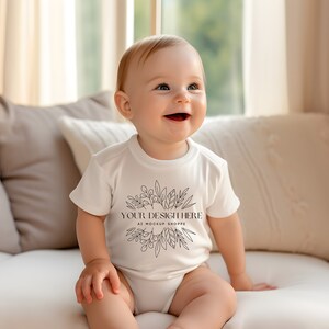 Baby Body Mockup, Baby Shirt Mockup, Print on Demand Baby Mockup, natürliche Baby Body Mockup, Baby Modell Mockup Kurzarm Baby Mock