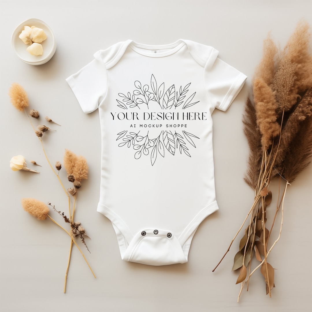Baby Bodysuit Mockup, Baby Shirt Mockup, Print on Demand Baby Mockup