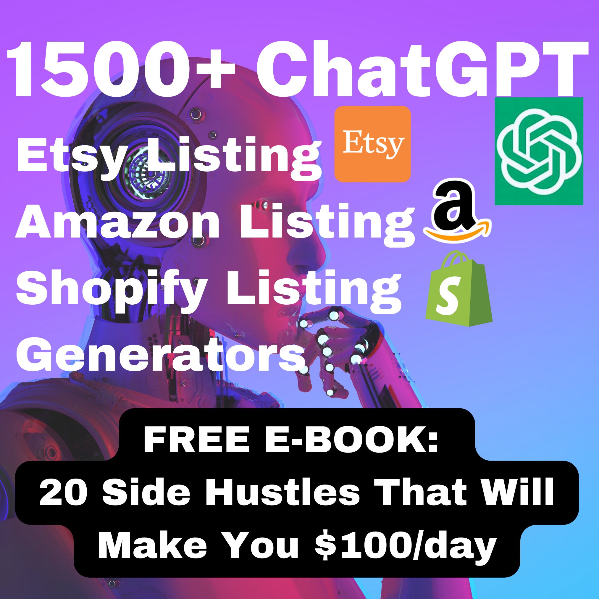 Chatgpt Prompts 1500+ In-demand for Etsy, Amazon, and Shopify + Free E ...
