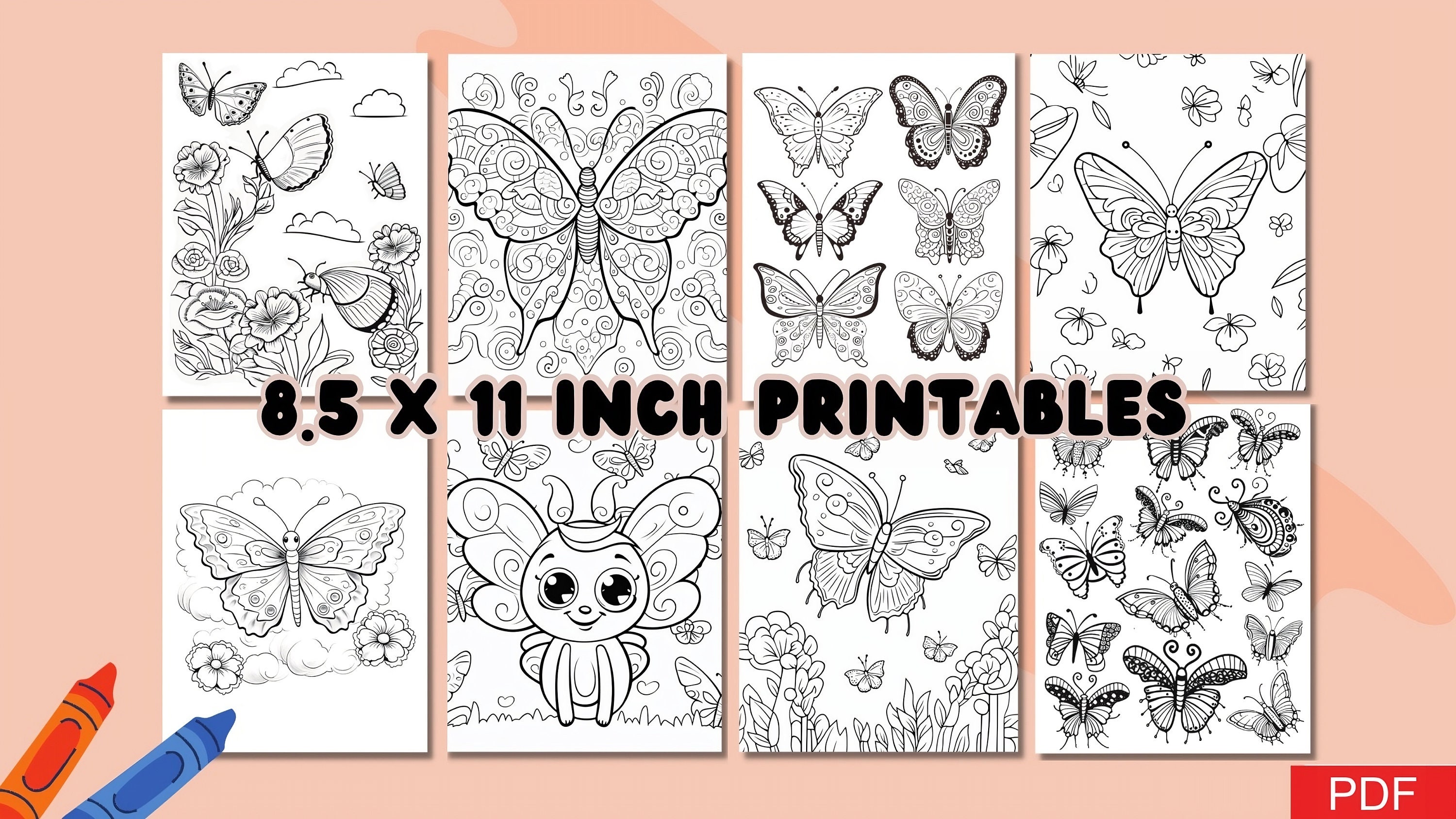 Butterflies Printable Coloring Pages for Kids, Cute Butterfly Printable ...