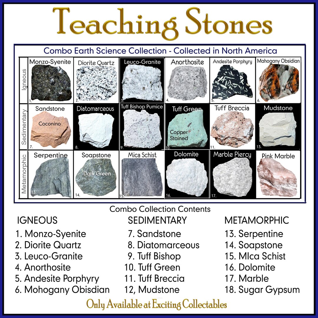 Combo Rock Collection, Earthcore Leaning 6 Each of Igneous, Sedimentary ...