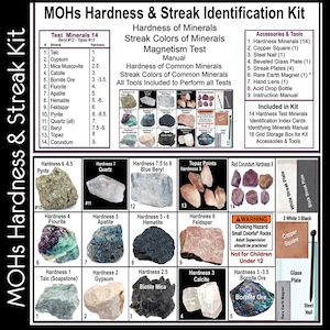 Deluxe Mohs Hardness Test Kit, 14 Minerals, Streak Plates, Magnet (Earth Science)