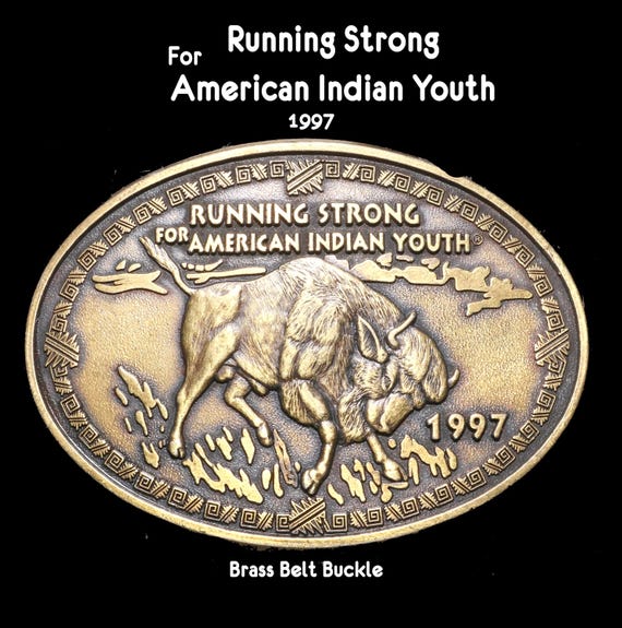 American Indian BISON Buffalo Belt Buckle New Vintage 1997 oval Gold Black Gift American Indian BISON Buffalo Belt Buckle New Vintage 1997  main image 4