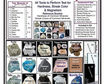 Mohs Hardness, Streak & Magnetism testing Kit. Identify your rocks and minerals