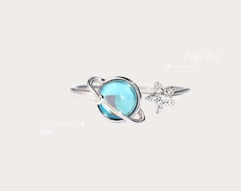 Celestial Fidget Spinner Ring – Adjustable Star and Moon Anxiety Relief