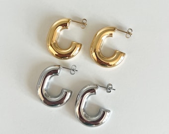 Chunky Gold Hoop Earrings – 18kt Gold Plated, Hypoallergenic