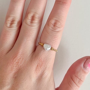 Imitation Freshwater Pearl Ring | Fidget Ring | Gold Ring | Pearl Ring | Anxiety Ring | Tarnish Free Ring | Waterproof Ring | Bead Ring |