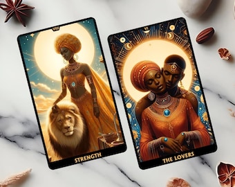 African Woman Tarot Deck with Guidebook, 78 Tarot Cards Complete Set
