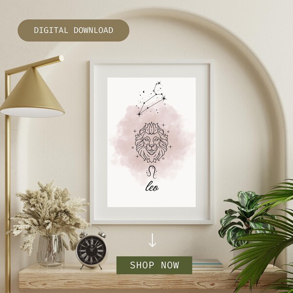 Leo Zodiac Wall Art Etsy