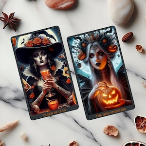Halloween 78 tarotkaarten complete set, pompoen tarotkaartspel, gotische tarotkaarten, Happy Halloween, Celestial Custom Design, Oracle Tarotkaartspel
