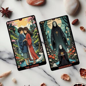 Leuke anime 78 tarotkaarten complete set, unieke tarotkaarten, 78 tarotkaarten, custom design, orakel, tarotkaarten, anime tarotkaarten