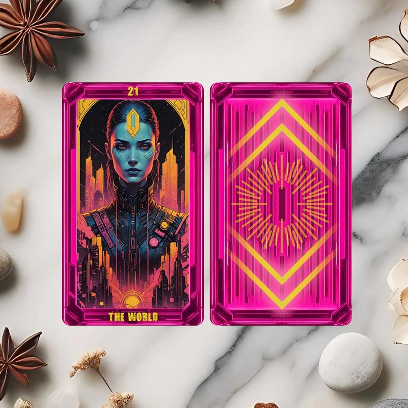 Cyberpunk Tarot Deck: 78 Tarot Cards With Guidebook & Pouch - Etsy