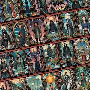 Leuke anime 78 tarotkaarten complete set, unieke tarotkaarten, 78 tarotkaarten, custom design, orakel, tarotkaarten, anime tarotkaarten